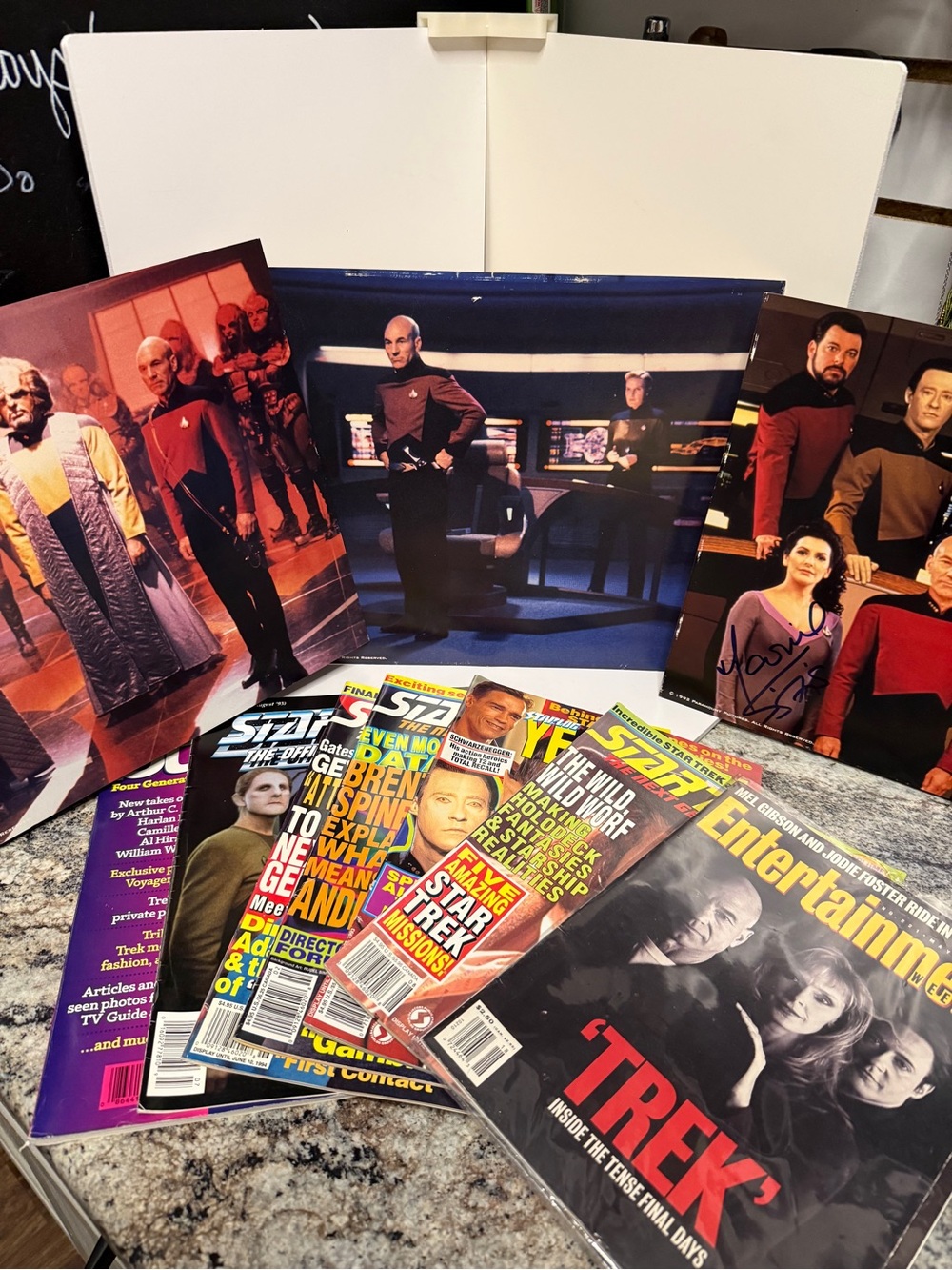 Star Trek Collectible Magazine Bundle with Framed Prints and magazines.